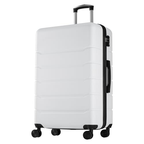 Sweetcrispy Carry on Luggage, Hard Shell ABS, Double Spinner Wheels Lightweight Suitcase TSA Lock, Cream White, 28 Inch