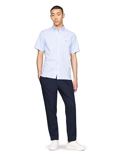 Image of Tommy Hilfiger Men's Short Sleeve Poplin Shirts in Regular Fit, Men's Button Down Shirts