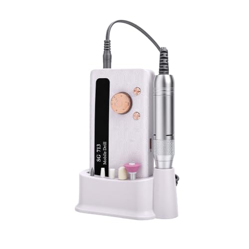 Perceuse à ongles sans fil pour salon, maison et voyage, lime rechargeable Alomejor blanche