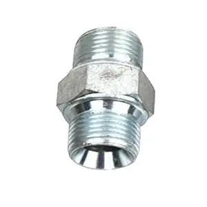 hydraulic hex nipple adaptor bsp threaded pipe fitting with groove/degree for high pressure upto 350 bar ms zinc coated (PACK OF 2 PIECES) (1