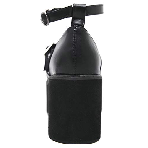 Parisuit Women's Goth Mary Jane Platform Shoes Chunky Heeled Ankle Strap Pumps Dress Shoes4