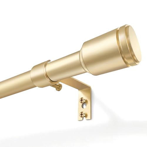 Curtain Rods 30-90 Inch Adjustable Gold Curtain Rods for Windows 1 Pack