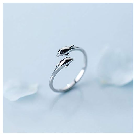 Damen Ring 925 Sterling Silber Verstellbar,Vintage Original Doppel Delphine Süße Ringe Party Schmuck Geschenk Unisex Kreative Sekt Süß Verschleiß