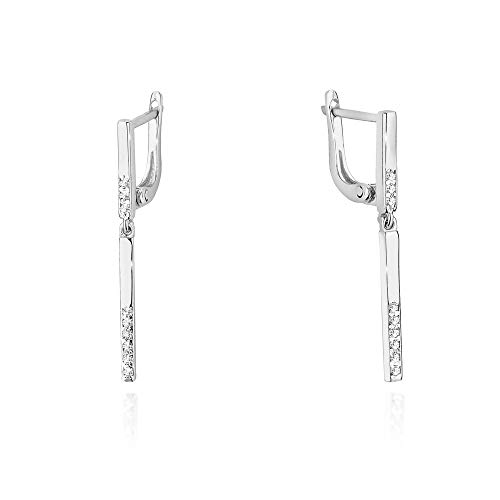 Damen Ohrringe 585 14k Gold Weißgold Ohrhänger Diamanten Brillanten