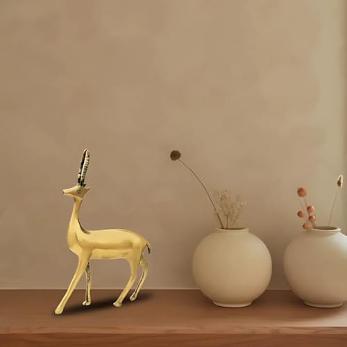 Image of Pure Brass Big Deer | Vastu Remedy for Stability, Stamina & Energy Balance | Handcrafted Brass Deer Idol for WNW Zone | Decorative Showpiece for Home & Office