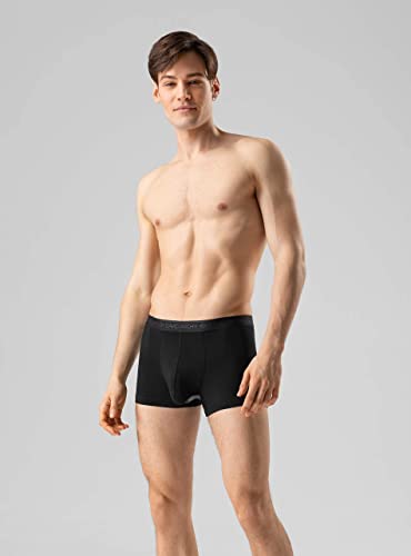 David Archy Men's Dual Pouch Underwear Micro Modal Trunks Separate Pouches With Fly 4 Pack (Xl, Black) #TOP2