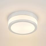 Lucande 9.1' Flush Mount Ceiling Light for Bathroom, Round Chrome & Opal Glass, 2-Light E26 (Bulbs Not Included), Kitchen Lighting Fixtures Ceiling Light Fixture Hardwired, Silver Metal