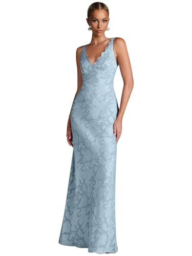 VCCICANY Floral Bridesmaid Dresses for Women V Neck Mermaid Long Lace Prom Dress Evening Formal Gowns3