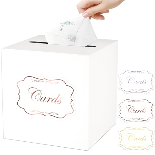QISOLIY Card Box Wedding Card Boxes for Reception White Gift Card Box Holder Money Box for Baby Showers, Birthdays, Weddings, Retirements, Open Houses, Anniversaries