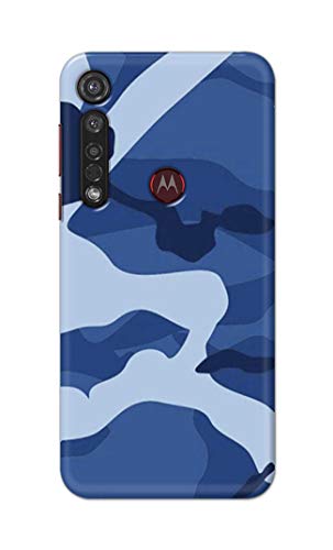 Image of Printed Hard Back Cover Case for Motorola Moto G8+ Plus Back Cover (Army Blue Pattern) -1302