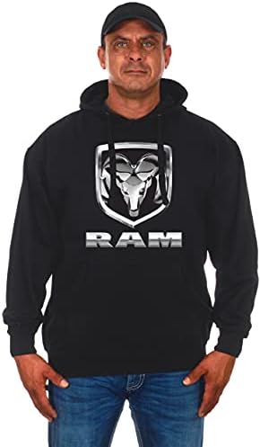 JH DESIGN GROUP Men's Dodge Ram Pullover Black Hoodie Sweatshirt (3X, HD12-black)