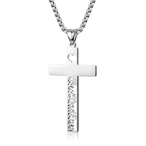 Peeshow Best Dad Ever Cross Necklace For Men-Dad Gifts For Fathers Day, Gifts For Dad Daddy Papa Stepdad Grandpa Father In Law, Gifts From Daughter For Dad Husband Gifts From Wife Birthday Gifts For Men On Anniversary Christmas Valentines Day #TOP12