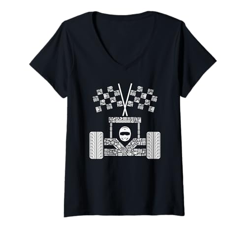 Mujer Coche deportivo de carreras para hombre Camiseta Cuello V