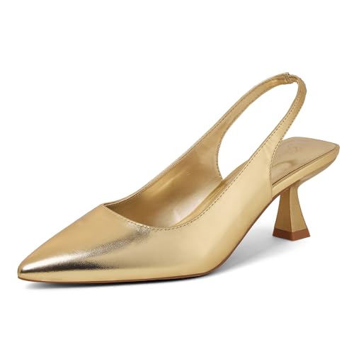 GENSHUO Slingback Kitten Heels for Women Pumps Closed Pointed Toe 2.3 Inch Low Heel Dress Shoes Comfortable Sexy Slip On Wedding Work Party Pumps