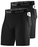 Runhit Men's Compression Shorts Quick Dry Spandex Shorts Performance Underwear for Gym Sports Training 2 Pack Black Black S