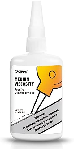 Professional Grade CA Super Glue by CYAPRO, High Performance Adhesive 2 oz, Medium Viscosity Cyanoacrylate Adhesive for Plastic, Ceramic, Wood, Metal, Glass, Rubber & DIY Crafts, Clear