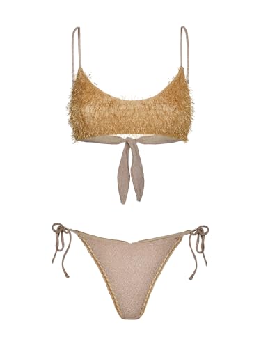 Bikini Femme Top Fixe ajustable Gold fini les maillots lâches
