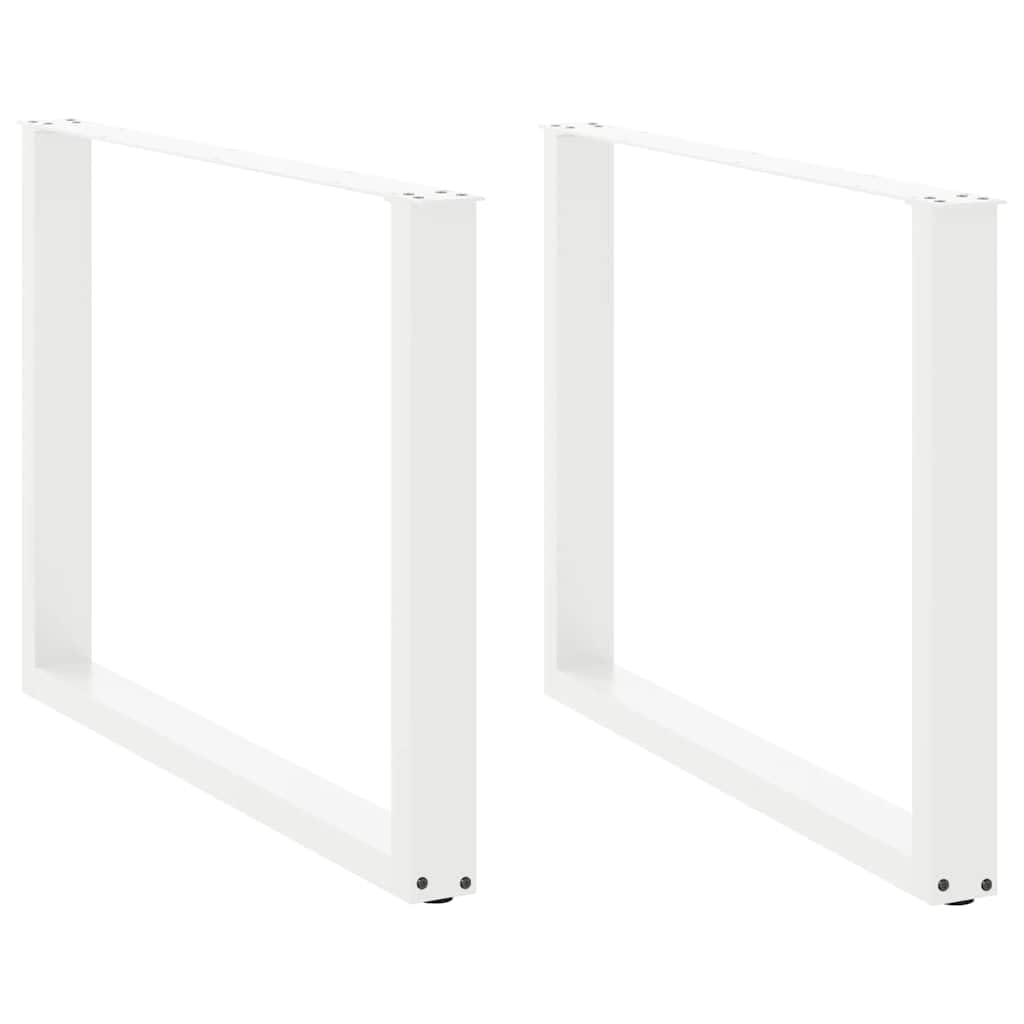 SXZenSpace Dining Table Legs U-Shaped 2 pcs White 100 x 73 cm Powder-Coated Steel Adjustable Feet Modern Robust Design for Kitchen Office Living Room