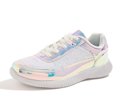 Image of BELOS Women's Glitter Shoes Sparkly Lightweight Metallic Sequins Tennis Shoes Casual Retro Braided Walking Shoes