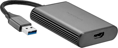 INSIGNIA TV, Monitor & Display Adapters – 4K Ultra HD, 60W Power Delivery, USB 3.0 5Gbps – Compatible with MacBook, iPad, Chromebook, Windows Laptops (USB to HDMI Adapter)