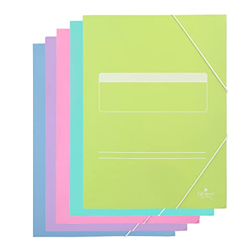 Cartoncini di cartone StarPLAST - Confezione da 5 cartelline con lembi e elastico, formato A4, 5 colori pastello