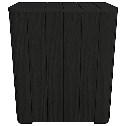 Makastle PP Gartentisch Beistelltisch Loungetisch mit Stauraum, Deckel Abnehmbar, Schwarz Holz-Optik 38,5 x 38,5 x 42 cm