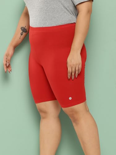 Image of LEADING LADY Women's Solid Cotton Mid Rise Shorts | Skinny fit Short for Workout, Yoga, Gym & Running Shorties (Pack of 3)