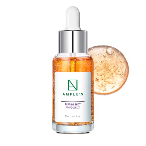AMPLE:N Peptide Shot 2X Ampoule – Intensive Age Defying Concentrate Face Serum with Peptide Threads – Erasing Wrinkles and Improve Firmness – Lifting Sagging Skin – Plump, Repairs Skin, 1.01 fl.oz.