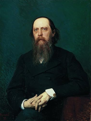Tableau vintage portrait Saltykov Schedrin - Décoration murale pour salon et bibliothèque 60x90