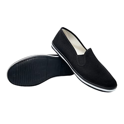 Kung Fu Shoes, Mens Chinese Traditional Slip-On Breathable Martial Arts Old Peking Canvas Shoes, Fashion Qigong Trainerss Martial Arts Rubber Sole, Non-Slip Wear-Resistant Strong Grip