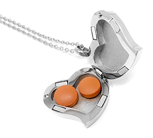 Pill Thing Amour Heart Pill Necklace- Medication Heart Necklace-Stainless Steel Necklace With Strong Magnetic Closure-Keep Your Medication Safe In Silver Heart Locket, 26 Inch Chain (Silver) #TOP3