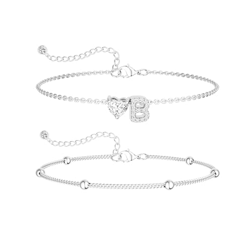 Image of NECOCY Initial Heart Diamond Anklets for Women Waterproof, Non Tarnish 14k Gold Plated Letter Ankle Bracelets Dainty, Summer Beach Bikini Jewelry Gifts for Women