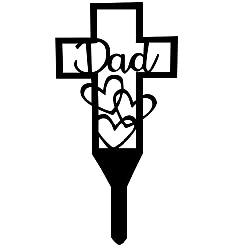 Metallkreuz Gartenstecker Gräber Friedhof Dekorationen, Friedhof Gedenkkreuz Pfahl für Vater, Metallkreuz Hofpfahl Grabmarker, Gedenkschilder Marker für Papa Grab (30,5 x 15,2 cm) Cover