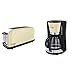 Russell Hobbs Digitale Kaffeemaschine Colours+ creme, 1,25l Glaskanne, bis 10 Tassen, 1100W & Toaster Langschlitz Colours+ creme, 1 Langschlitzkammer, 6 einstellbare Bräunungsstufen + Auftaufunktion
