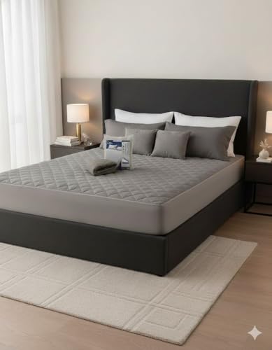El Mejor Listado de Cubre Colchon Con Cierre - solo los mejores. 45 RED VELVET Cubre Colchón Impermeable Premium - Protector Acolchado, Microfibra 75 gsm, Hipoalergénico y Transpirable - Ajuste Elástico Reforzado Colchones Altos (45 cm) (Gris,...