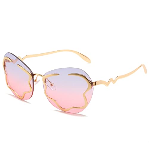 Lunettes de soleil sans cadre nuage pour femme au design unique et branches fines