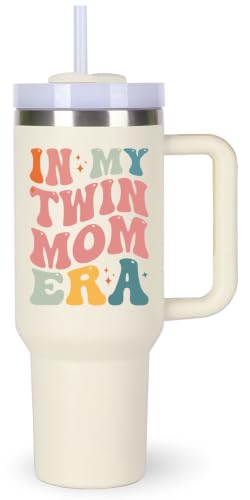 momocici Twin Mom Cup Tumblers Gifts.40oz In My Twin Mom Era Tumbler with Handle.40oz Birthday Christmas Mothers Day Gifts for Twinmom.