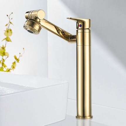 Robinet de salle de bain en laiton doré pour vasque élégante et moderne