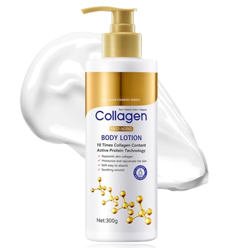 Collagen Body Lotion - Anti-Wrinkle Moisturizing Body Cream - Enriched with Hydrolyzed Collagen - Large-Capacity Body Moisturizer for Dry Skin - Smooth, Firm, and Hydrated Skin 300ml