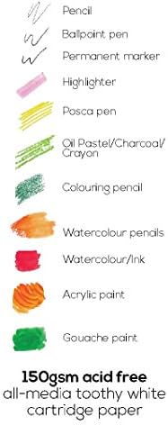 Artgecko Krafty Sketchbook A3 Landscape - 80 Pages (40 Sheets) 150gsm White Cartridge Paper