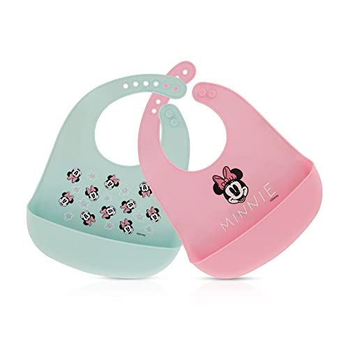 Image of Disney 2-Pack Unisex Baby & Toddler Silicone Bibs with Food Catcher, Soft Waterproof Feeding Accessories