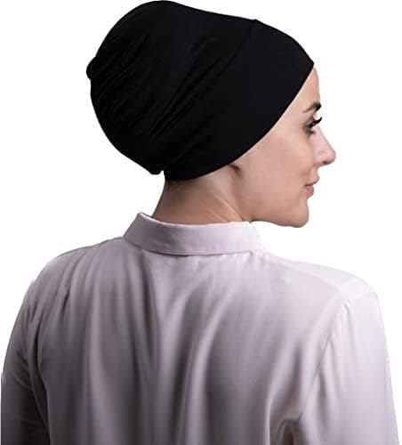Dima Fashion, women stretchable cotton under hijab cap, bone under scarf for Muslim woman, hijab inner Black