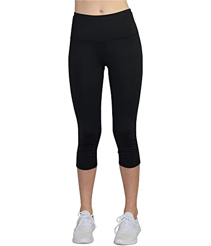 Reebok Womens Align High Rise Capri Compression Athletic Pants S143 M/20, Black, Medium