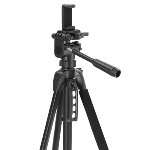 Hama Stativ Kamera Action 153 3D (Leichtes Fotostativ inkl. Handy-Halterung, Tripod mit 60-153cm H&ouml;he, Dreibeinstativ mit 3-Wege-Kopf, Spiegelreflexkamera Stativ passend f&uuml;r Videokamera) schwarz