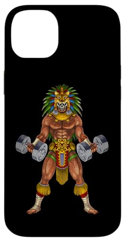 アステカ ジャガー 戦士 ボディービルディング ジム 重量挙げ フィットネス いい結果になる ボディービルダー 持ち上げ スマホケース iPhone 14 Plus 用