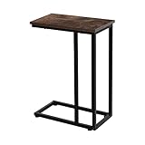 AZL1 Life Concept Contemporary Home Decor Furniture Accent Rectangular Side End Table Nightstand, Dark Brown Wood with Black Legs