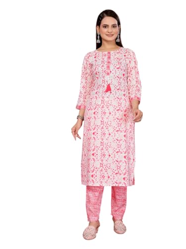 Ensemble kurta en rayonne avec pantalon fluide coupe droite mi-mollet pour femme