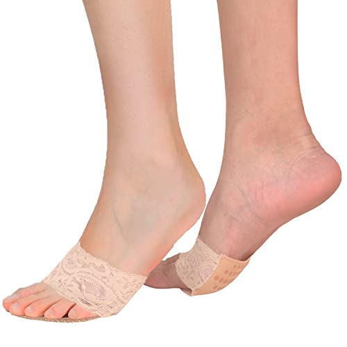 Triplewood 3 Pairs Women's Open Toe Slide Sandal Liner Socks Non Slip Toe Cover No Show Half Socks with Sponge Cushion3