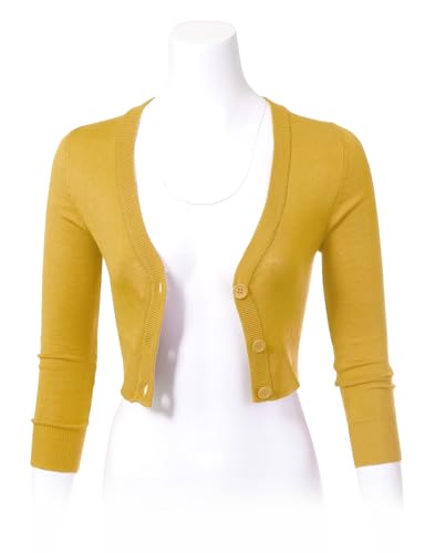 Image of Allsense Women's Cropped Bolero Shrug Cardigan | 3 /4 Sleeve, Button Down, Lightweight Knit Sweater
