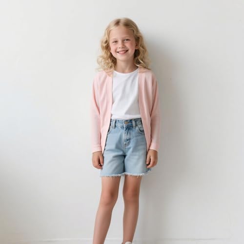 Cute Sweaters for Girls Casual Open Front Cropped Knit Lightweight Cardigan Trendy Long Sleeve Shrug Kids Clothes2